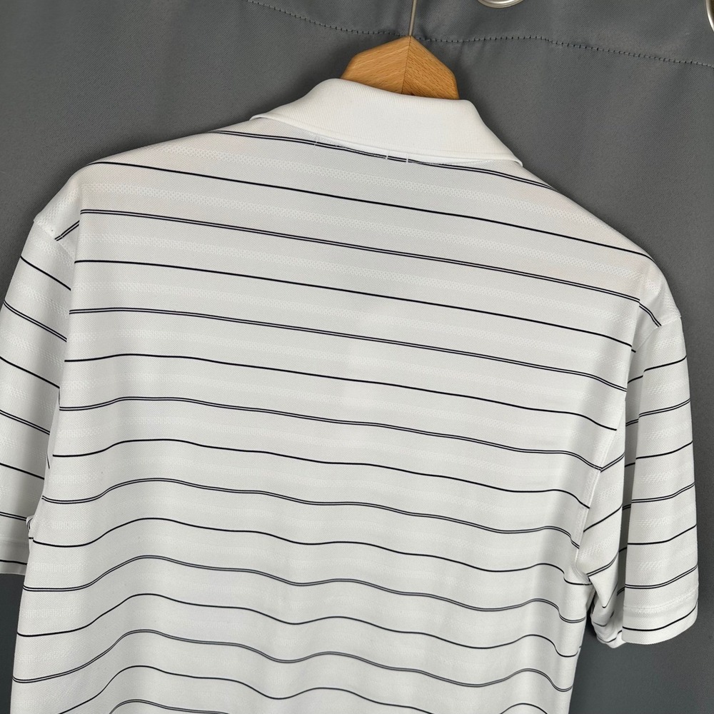 Nike Golf Dri-FIT Mens Polo Shirt White Black Striped Short Sleeve Size Medium - Picture 6 of 7